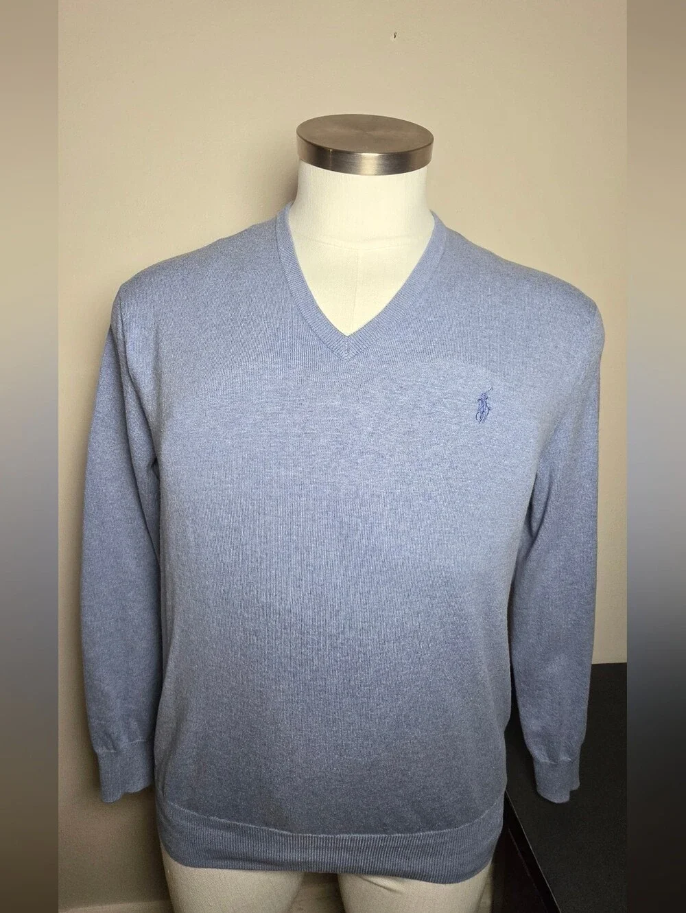 Polo by Ralph Lauren Light Blue V-Neck Knit Sweater
